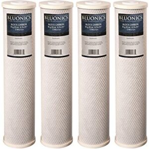 Bluonics 4.5 x 20" Carbon Block Water Filters 6 pcs 4.5" x 20" Cartridges for Chlorine, Taste and Odor