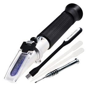 0-10% brix refractometer for testing sugar content maple sap syrup, low-concentrated sugar solutions, tea, portable hand held sugar content measurement with atc function and led light, pipettes