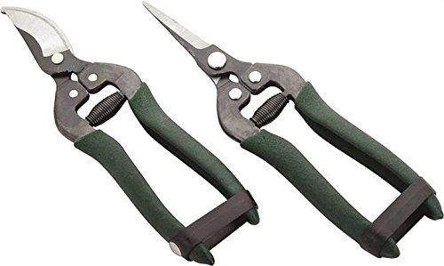 Edward Tools Pruning Snips Set (2) - Floral Scissors and Bypass pruners - Precise pruning flowers, fruit trees, bonsai, grapes - Carbon Steel blades - Safety lock design