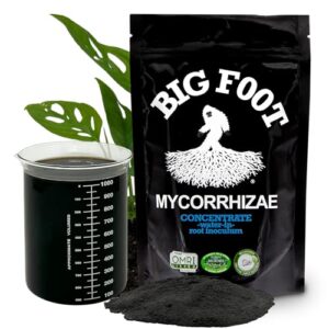 big foot water-in brew - soil drench and organic fertilizer | mycorrhizae + worm castings + kelp + azomite,+ biochar + humic acid - (8 oz)