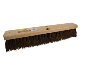 bristles 4218 18” outdoor push broom head – heavy duty hardwood block, rough surface stiff palmyra fibers, brown