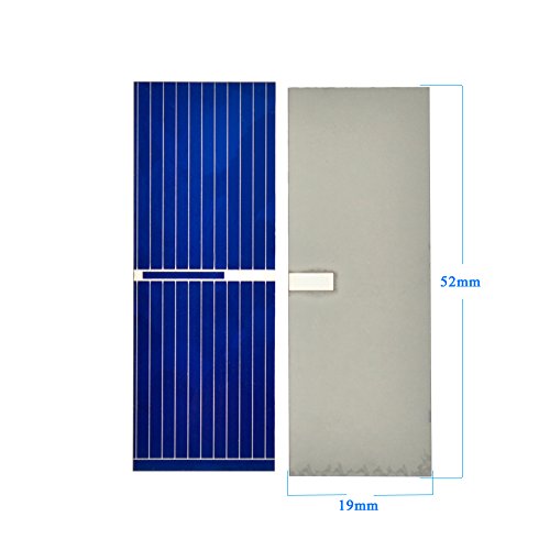 AOSHIKE 100pcs 0.5V 400mA Micro Mini Solar Cell for Solar Panels 52mmx 19mm/2‘’x0.75” Polycrystalline Silicon Photovoltaic Solar Cells Sun Power for DIY Cell Phone Charger