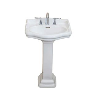 fine fixtures, roosevelt white pedestal sink - 22 inch vitreous china ceramic material (8 inch faucet spread hole)
