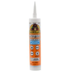 gorilla waterproof caulk & seal 100% silicone sealant, white, 10oz cartridge (pack of 1)
