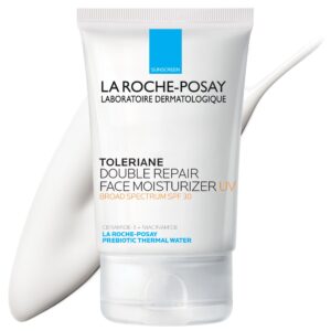 la roche-posay toleriane double repair uv spf moisturizer for face, daily facial moisturizer with sunscreen spf 30, niacinamide and glycerin, oil free, moisturizing sun protection