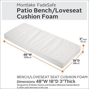 Classic Accessories 48 x 18 x 3 Inch Patio Bench/Settee Cushion Foam,White