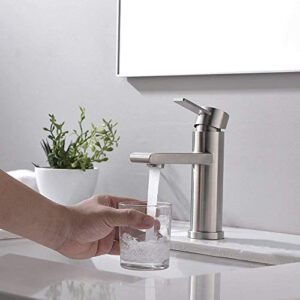 VCCUCINE Modern Commercial Brushed Nickel Single Hole Single Handle Bathroom Faucet, Laundry Vanity Sink Faucet With Two 3/8" Hoses