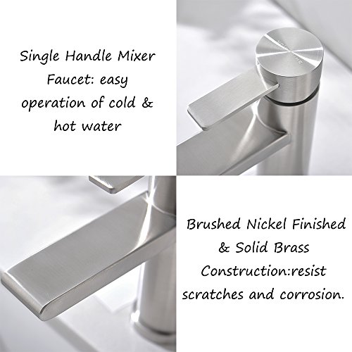 VCCUCINE Modern Commercial Brushed Nickel Single Hole Single Handle Bathroom Faucet, Laundry Vanity Sink Faucet With Two 3/8" Hoses