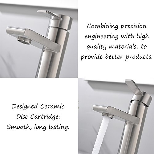 VCCUCINE Modern Commercial Brushed Nickel Single Hole Single Handle Bathroom Faucet, Laundry Vanity Sink Faucet With Two 3/8" Hoses