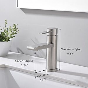 VCCUCINE Modern Commercial Brushed Nickel Single Hole Single Handle Bathroom Faucet, Laundry Vanity Sink Faucet With Two 3/8" Hoses