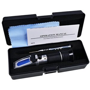 Optics Honey Sugar Moisture Brix Baume Refractometer ATC, Tri-Scale 58-90% Brix, 38-43 Be'(Baume) 12-27% Water, Beekeeping, Maple, w/Extra Dioptric Oil (for Calibration), Reference