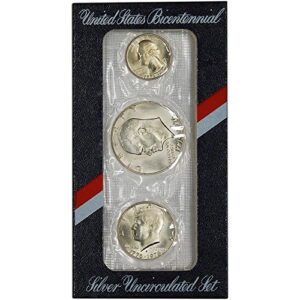 1976 US Mint Silver 3-pc Bicentennial Uncirculated Coin Set OGP Uncirculated