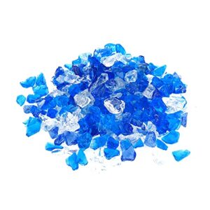 mr. fireglass 10 pounds crushed fire glass for natural or propane fire pit fireplace and landscaping, high luster bahama blends