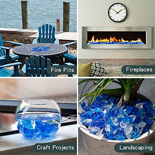 Mr. Fireglass 10 Pounds Crushed Fire Glass for Natural or Propane Fire Pit Fireplace and Landscaping, High Luster Bahama Blends