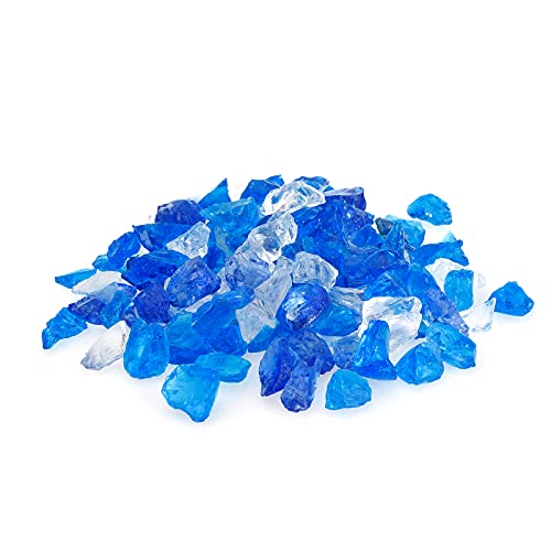 Mr. Fireglass 10 Pounds Crushed Fire Glass for Natural or Propane Fire Pit Fireplace and Landscaping, High Luster Bahama Blends