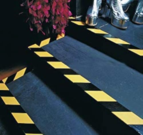 Black & Yellow Hazard Warning Safety Stripe Tape • 2 Inch x 108 Feet - Ideal for Walls, Floors, Pipes and Equipment.