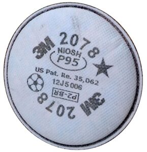 3m p95 respirator filter 2078, 1 pair, helps protect against oil and non-oil based particulates, nuisance level organic vapor/acid gas relief