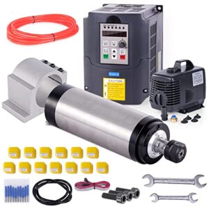 cnc spindle motor kit, mysweety 110v 2.2kw water cooled spindle motor + 2.2kw single to 3 phase vdf+110v water pump + 3.15 inch clamp + 196 inch water pipe + 40 inch electric wire+ 13pcs er20 collet