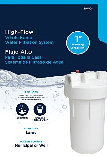 EcoPure EPWO4 Universal Large Capacity Whole Water Filter Housing-NSF Certified-Premium Filtration System-Built to Last, White