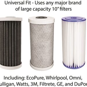 EcoPure EPWO4 Universal Large Capacity Whole Water Filter Housing-NSF Certified-Premium Filtration System-Built to Last, White