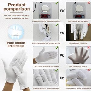 100% White Soft-Hand Cotton Moisturising Gloves Work Gloves, Extra Large (12 Pairs)