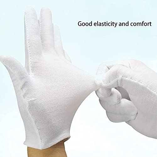 100% White Soft-Hand Cotton Moisturising Gloves Work Gloves, Extra Large (12 Pairs)