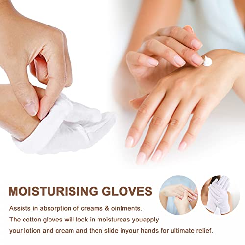 100% White Soft-Hand Cotton Moisturising Gloves Work Gloves, Extra Large (12 Pairs)