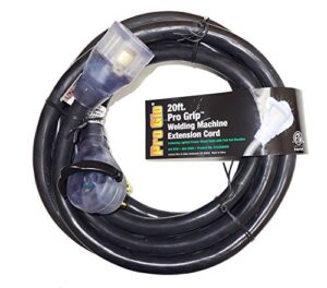 pro grip 8 gauge stw 20 foot welding extension cord 40a-250v with lighted ends - black