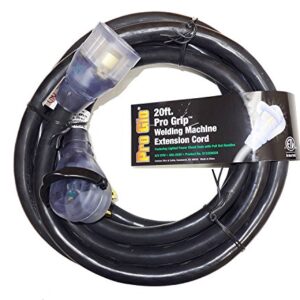 Pro Grip 8 Gauge STW 20 Foot Welding Extension Cord 40A-250V with Lighted Ends - Black