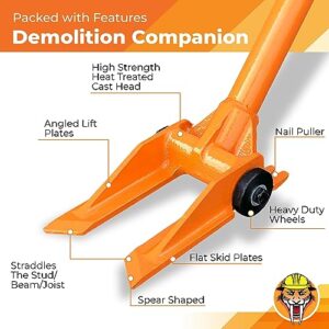 Gutster 60" Round Handle Demolition Bar - Ultimate Flooring/Hardwood Demolition Tool - Long Handle for Maximum Leverage - Ergonomic Handle to Apply Pressure Without Wrist Strain