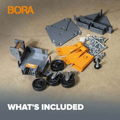 Bora Portamate Mobile Base Kit PM-1100 - Heavy Duty, Universal, Customizable, Adjustable Rolling Set, Dolly Roller Frame and Casters for Moving Equipment, Tools, Machines - 400 lb Capacity