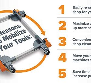 Bora Portamate Mobile Base Kit PM-1100 - Heavy Duty, Universal, Customizable, Adjustable Rolling Set, Dolly Roller Frame and Casters for Moving Equipment, Tools, Machines - 400 lb Capacity