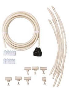 mistcooling patio misting kit assembly - make your own misting system - easy to build and install - 5 minute installation (36ft 8 nozzles)