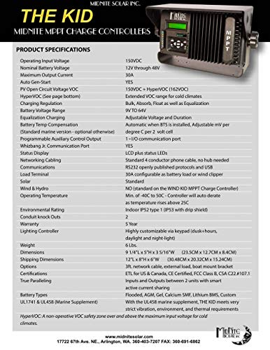 MidNite Solar MNKID-M-B Marine Charge Controller in Black