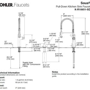 Kohler K-R10651-SD-VS Sous Kitchen Sink Faucet, Vibrant Stainless