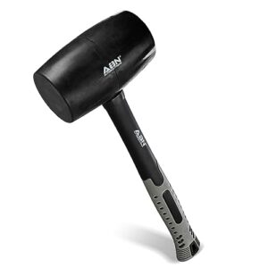 abn rubber mallet 32 ounce - shock-absorbing fiberglass handle with textured cushion grip for all jobs