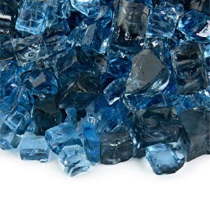 kenai blue - fire glass blend for indoor and outdoor fire pits or fireplaces | 10 pounds | 1/2 inch