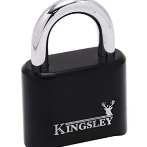 Kingsley Locks 22L Combo Lock, 10,000 Possible Combinations, Combination Padlock, Hardened Steel, Heavy Duty Outdoor Weatherproof Combo Lock for Sheds, Fence, Gym Lock, Gate, Sports Locker (Black)