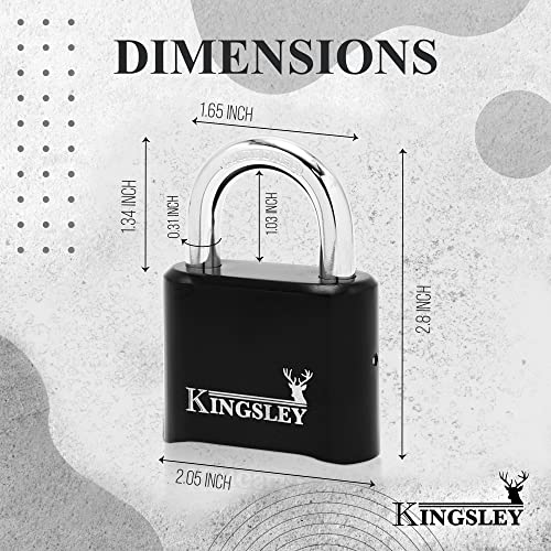 Kingsley Locks 22L Combo Lock, 10,000 Possible Combinations, Combination Padlock, Hardened Steel, Heavy Duty Outdoor Weatherproof Combo Lock for Sheds, Fence, Gym Lock, Gate, Sports Locker (Black)