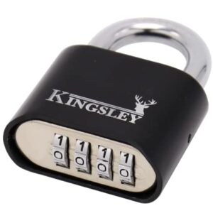 Kingsley Locks 22L Combo Lock, 10,000 Possible Combinations, Combination Padlock, Hardened Steel, Heavy Duty Outdoor Weatherproof Combo Lock for Sheds, Fence, Gym Lock, Gate, Sports Locker (Black)