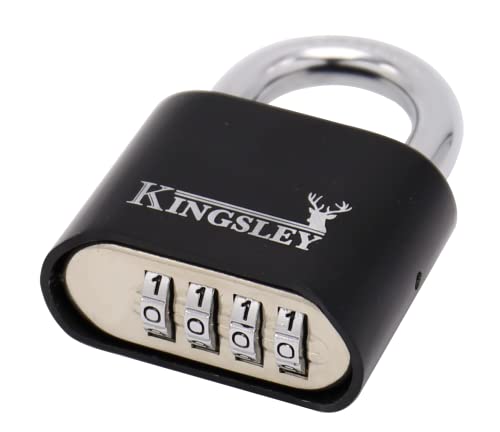 Kingsley Locks 22L Combo Lock, 10,000 Possible Combinations, Combination Padlock, Hardened Steel, Heavy Duty Outdoor Weatherproof Combo Lock for Sheds, Fence, Gym Lock, Gate, Sports Locker (Black)