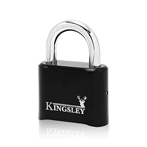 Kingsley Locks 22L Combo Lock, 10,000 Possible Combinations, Combination Padlock, Hardened Steel, Heavy Duty Outdoor Weatherproof Combo Lock for Sheds, Fence, Gym Lock, Gate, Sports Locker (Black)