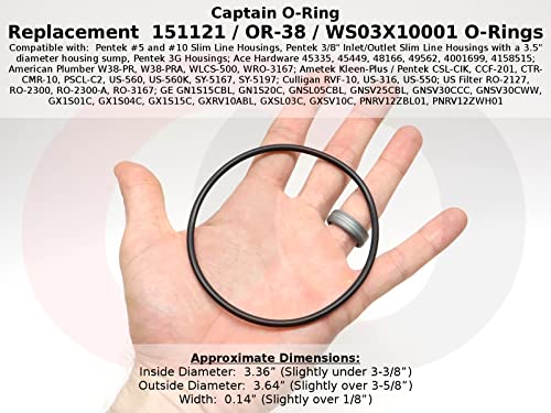 Captain O-Ring - Replacement for Pentek 151121 / OR-38 / WS03X10001 / 10800-034 Water Filter Housing ORing Gasket Seal (3 Pack)