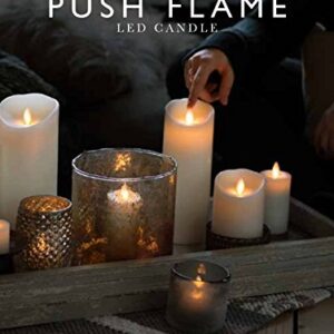 RAZ IMPORTS INC Push Flame Flameless Battery Operated LED Pillar Candle Ivory 3.5"x 9" for Home Décor, Holiday and Gift