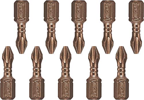 VEGA Professional Grade #2 Phillips Impact Driver Bits 1" Length P125P2A-10 (Pack of 10)