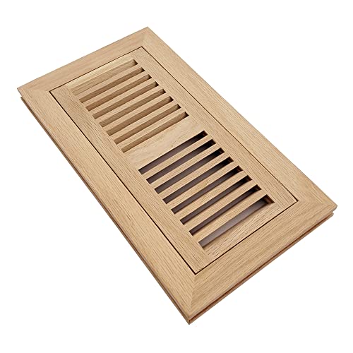 Homewell Red Oak Wood Floor Register Vent, Flush Mount with Frame, 4x10 Inch, Unfinished