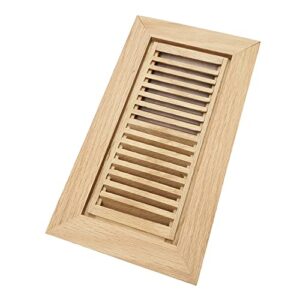 Homewell Red Oak Wood Floor Register Vent, Flush Mount with Frame, 4x10 Inch, Unfinished