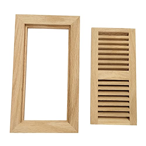 Homewell Red Oak Wood Floor Register Vent, Flush Mount with Frame, 4x10 Inch, Unfinished