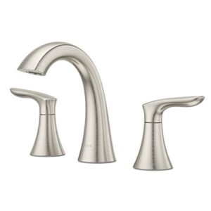 pfister weller bathroom sink faucet, 8-inch widespread, 2-handle, 3-hole, brushed nickel finish, lg49wr0k