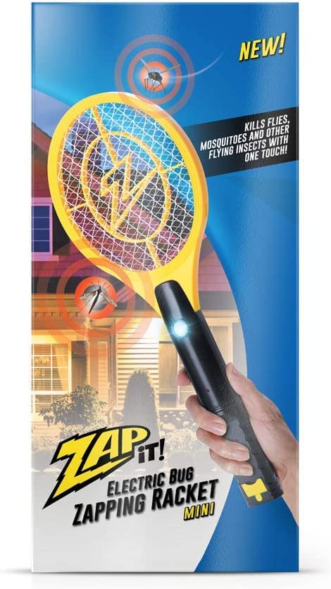 Zap It! Mini Bug Zapper - Rechargeable Mosquito, Fly Killer and Bug Zapper Racket - Flies Killer Indoor - 4,000 Volt - USB Charging, Super-Bright LED Light to Zap in The Dark - Safe to Touch